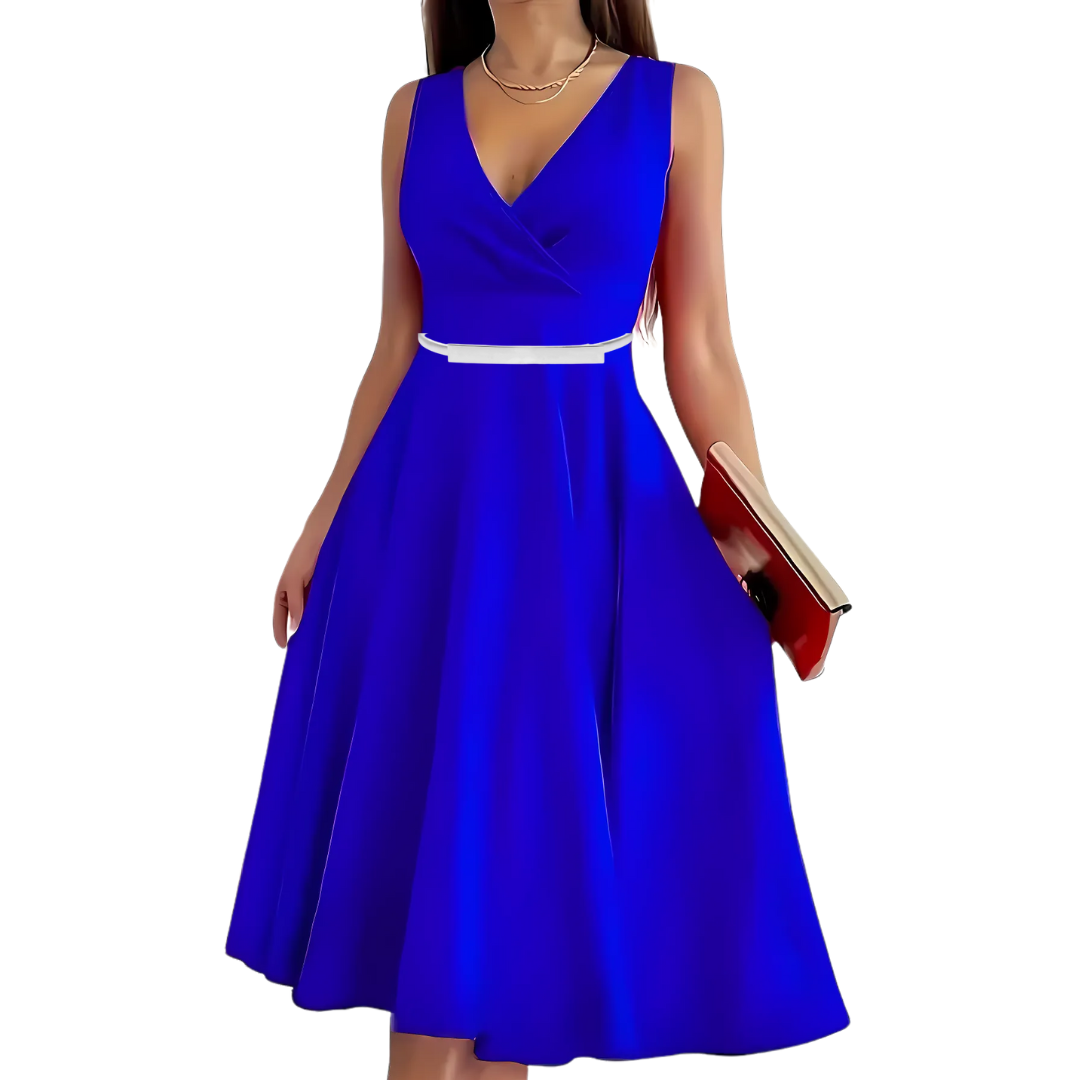 Icone™ ElegantDress: V-hals Elegant Damekjole Med Bælte