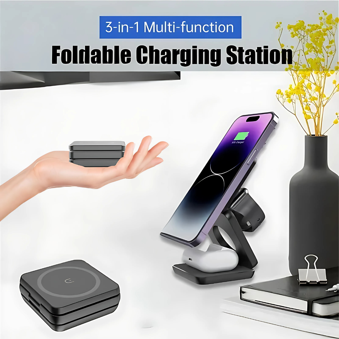 Holder360° MultiCharger: Multifunktionel Foldbar Magnetisk Opladnings Stativ