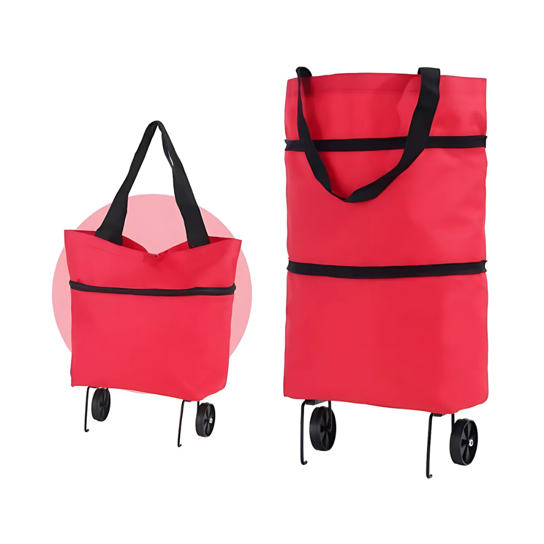 Icone™ GroceryBag 1+1 GRATIS: Stor Kapacitet Indkøbspose Med Foldbare Hjul
