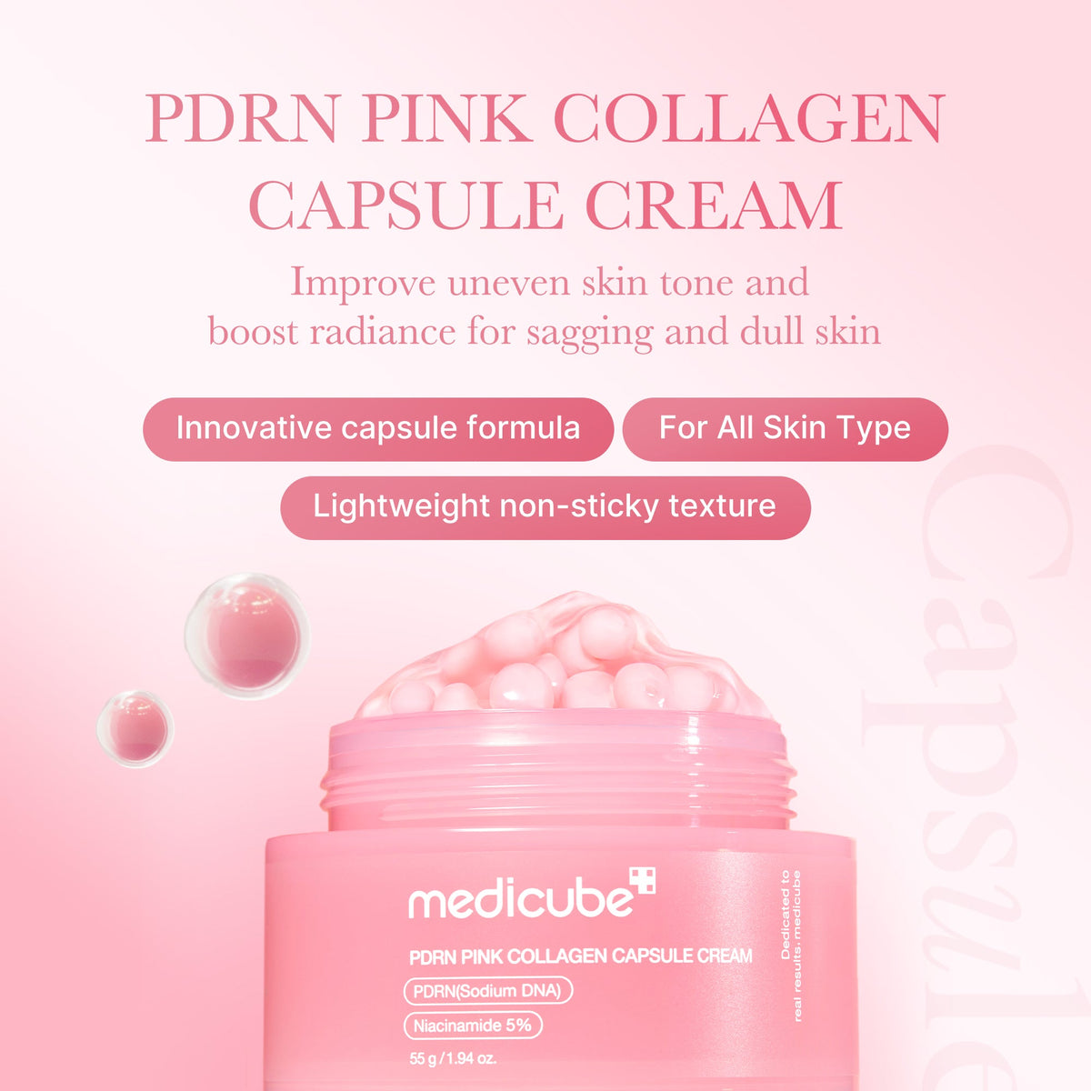 Hudplejesæt med ansigtsapparat, PDRN-serum, kapselcreme og pads
