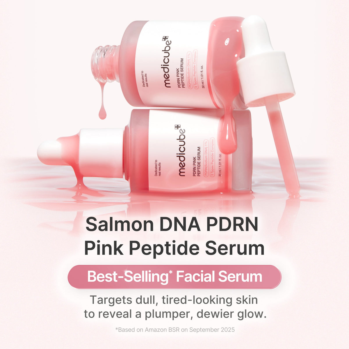 Plejesæt med ansigtsapparat i rosa, pads, ansigtsvand, serum og creme