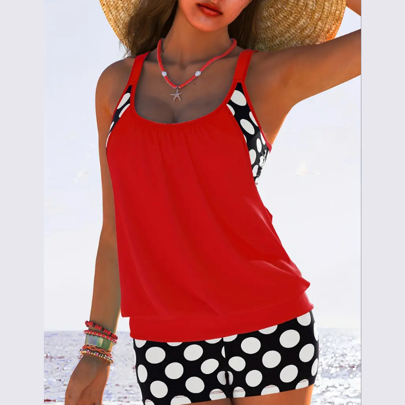 Icone™ BeachChic: Løs Ærmeløs Top Og Chic Shorts Badetøjssæt