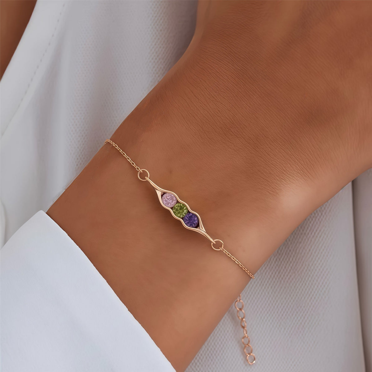 Jewelance™ PodBracelet - 3 Fødselssten Ært Pod Modearmbånd