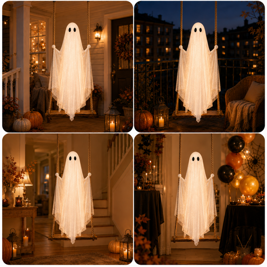 SpookyDecor - Svingende Spøgelse Halloween Spooky Dekoration