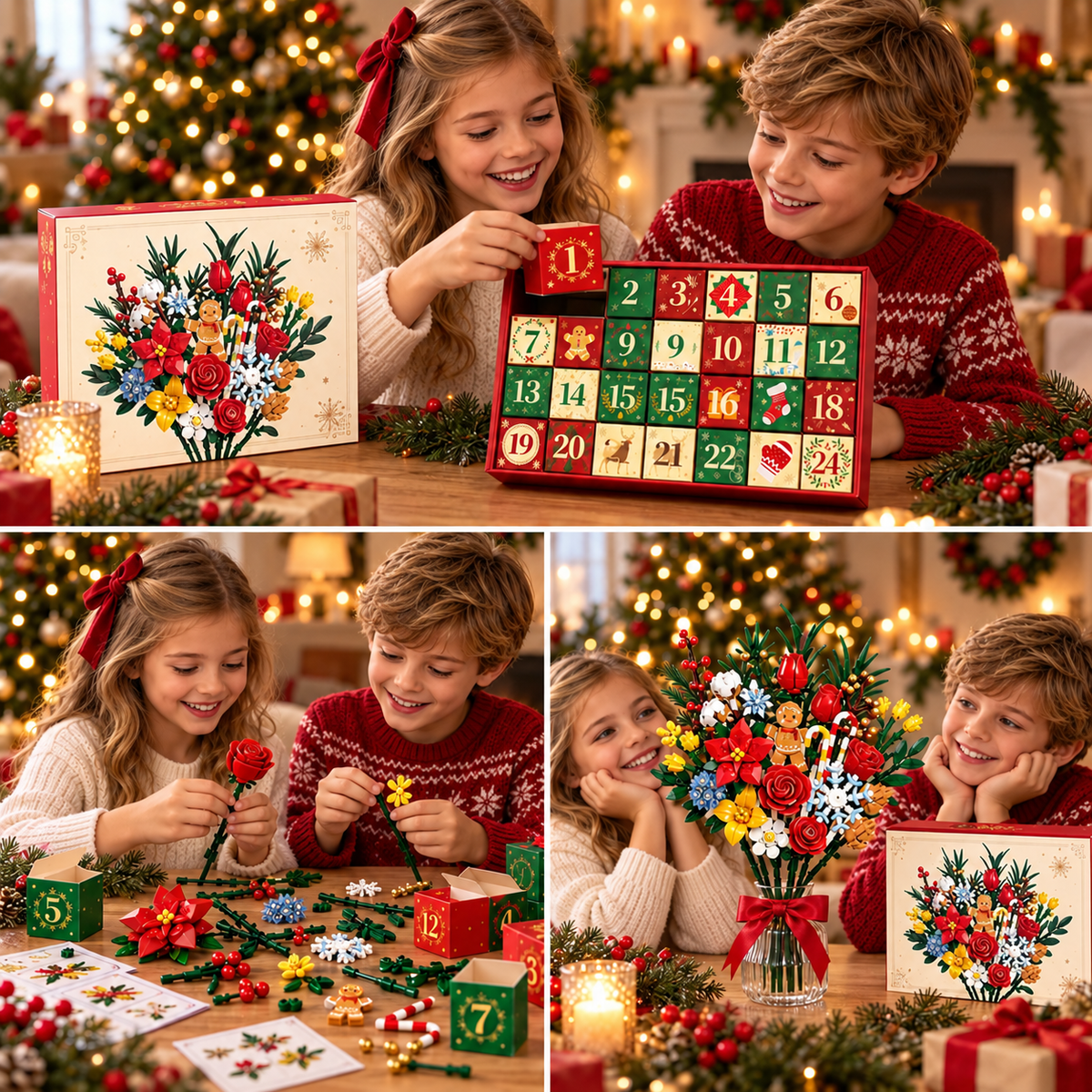 Kletshuts™ FlowerAdvent - 24 Dages Floral DIY Kreativ Byggesæt Adventskalender