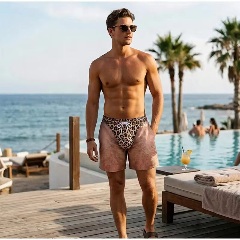 Icone™ SwimTrunks - Sjove Noviteter Prank Hårede Prints Badebukser