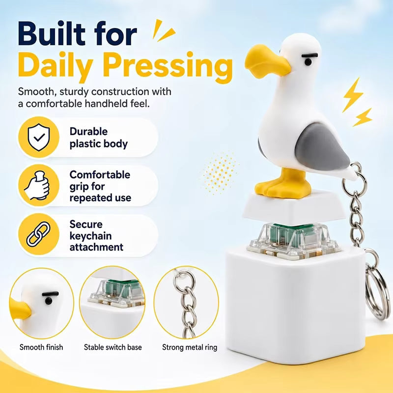 Kletshuts™ SeagullKeychain 1+1 GRATIS - Måge Lydknap Legetøj Nøglering