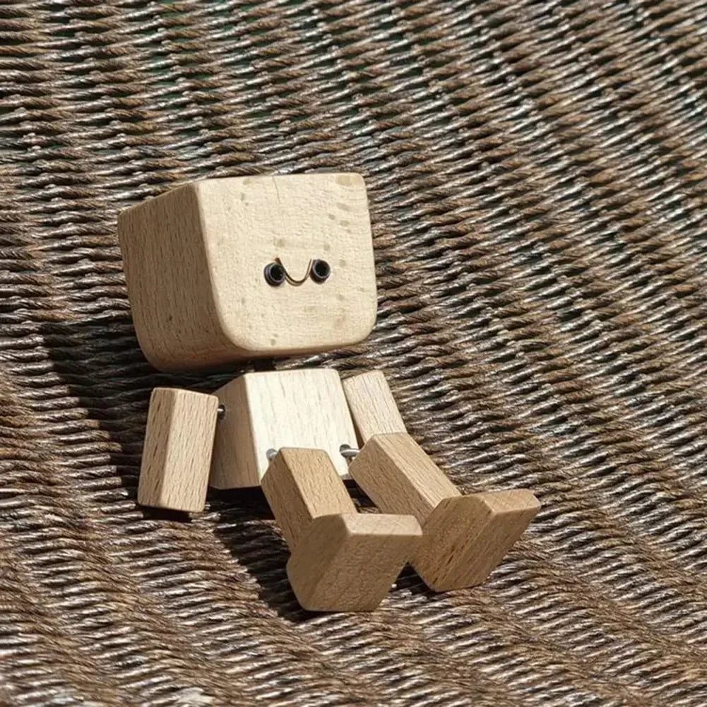 WoodenMan - Lille Rystende Træ Mand Figur Bil Dashboard Dekoration