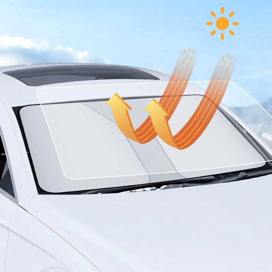 CarSunshade 1+1 GRATIS - Sammenfoldelig Solskærm Bil Sol Visir Varme Beskyttelse Overtræk