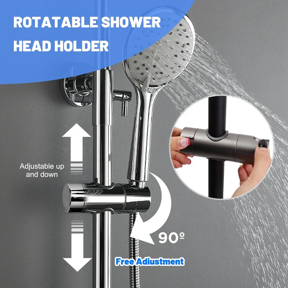 GlideHold® ShowerHolder 1+1 GRATIS: Universal Fit Nem-Justerbar Bruseholder Parentes