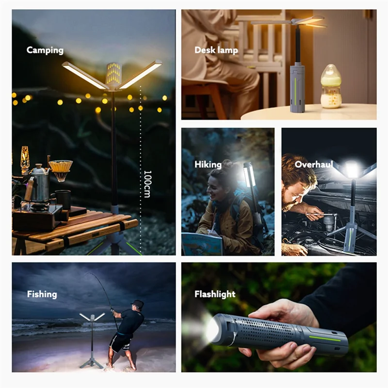 Ledsen™ CampingLamp: Indtrækkelig Høj kapacitet Genopladelig Udendørs Camping Lampe