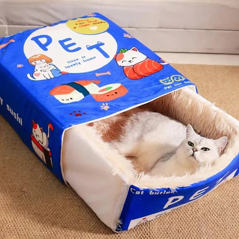 Catfri® CatBed: Hyggelig Indelukket Rektangulær Skjulested KatteSeng