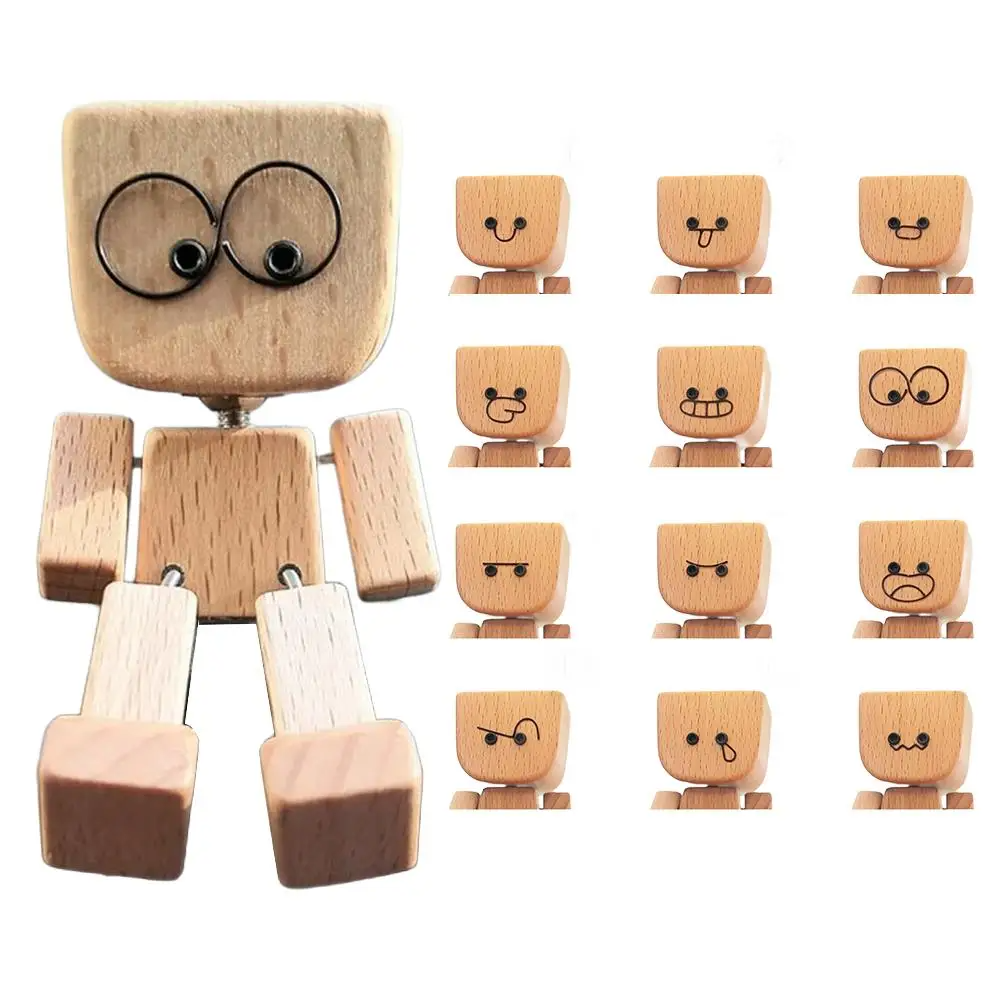 WoodenMan - Lille Rystende Træ Mand Figur Bil Dashboard Dekoration