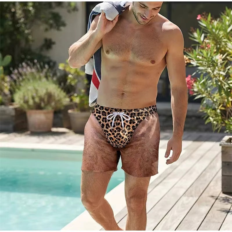 Icone™ SwimTrunks - Sjove Noviteter Prank Hårede Prints Badebukser