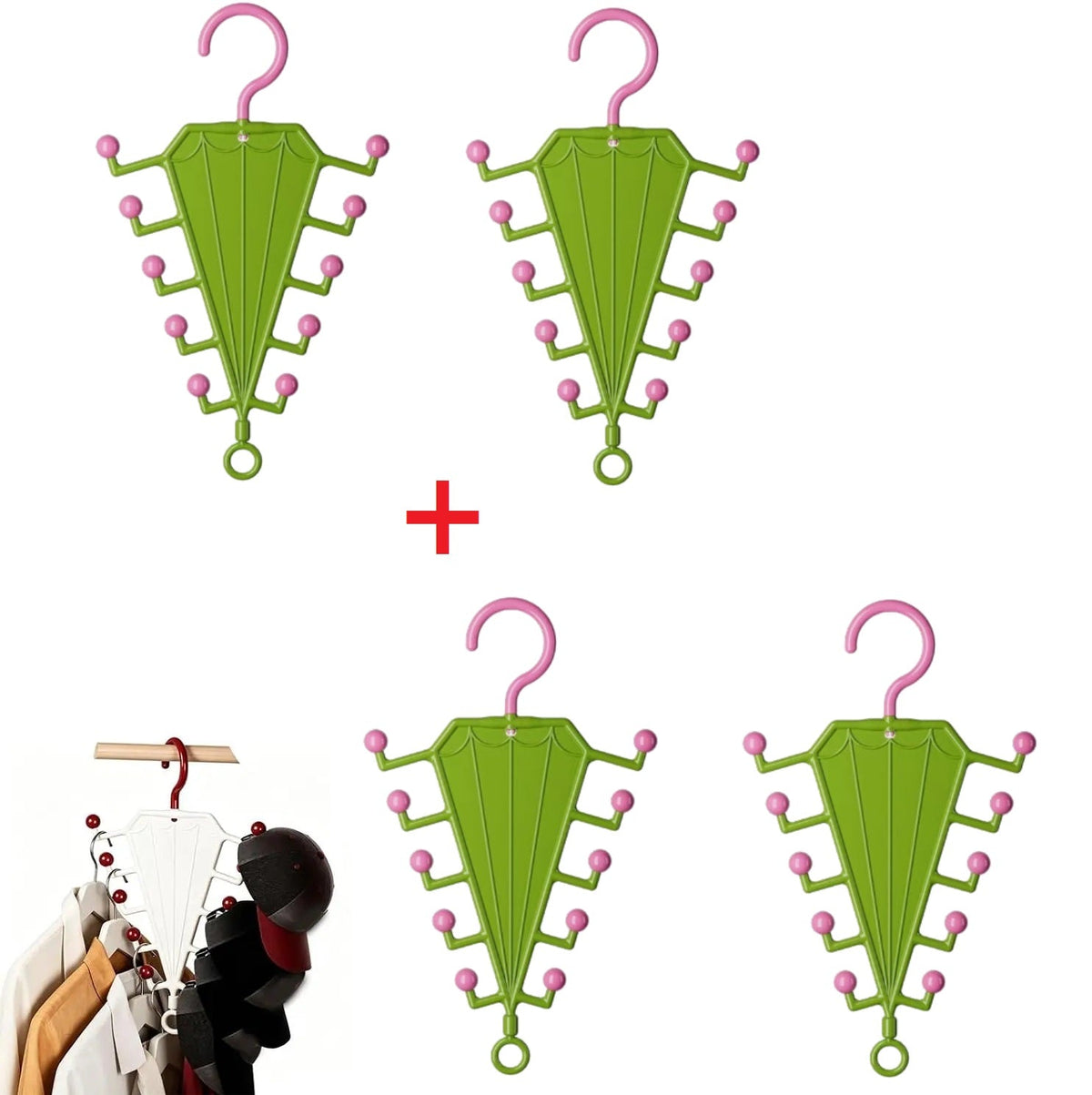 GlideHold® UmbrellaHanger 2+2 GRATIS: Multifunktionel Holder Paraplyformet Hanger