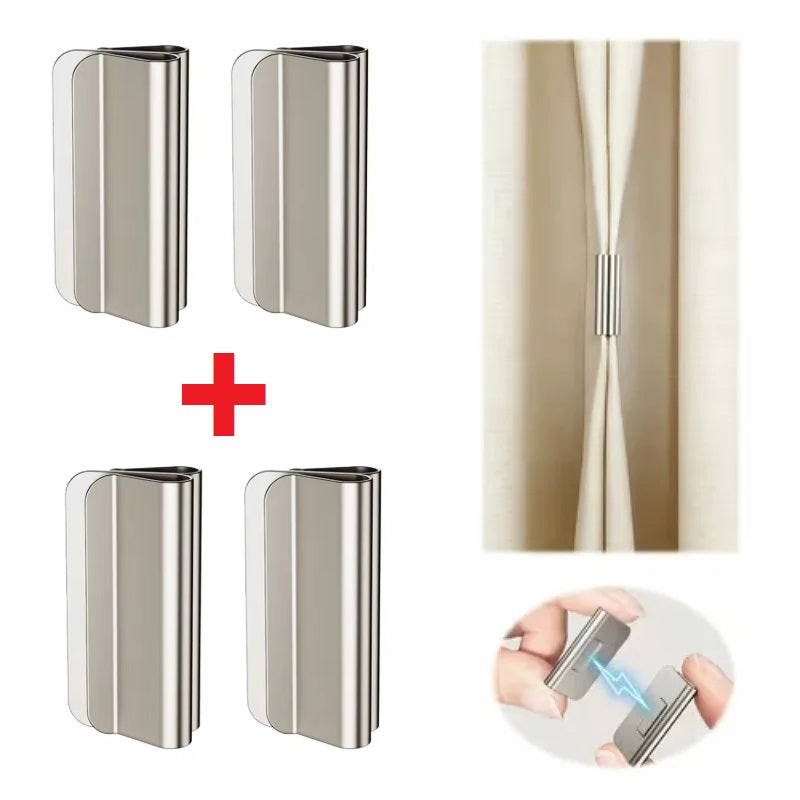 GlideHold® CurtainHolders 2+2 GRATIS: Elegant Minimalistisk Magnetisk Gardinholdere