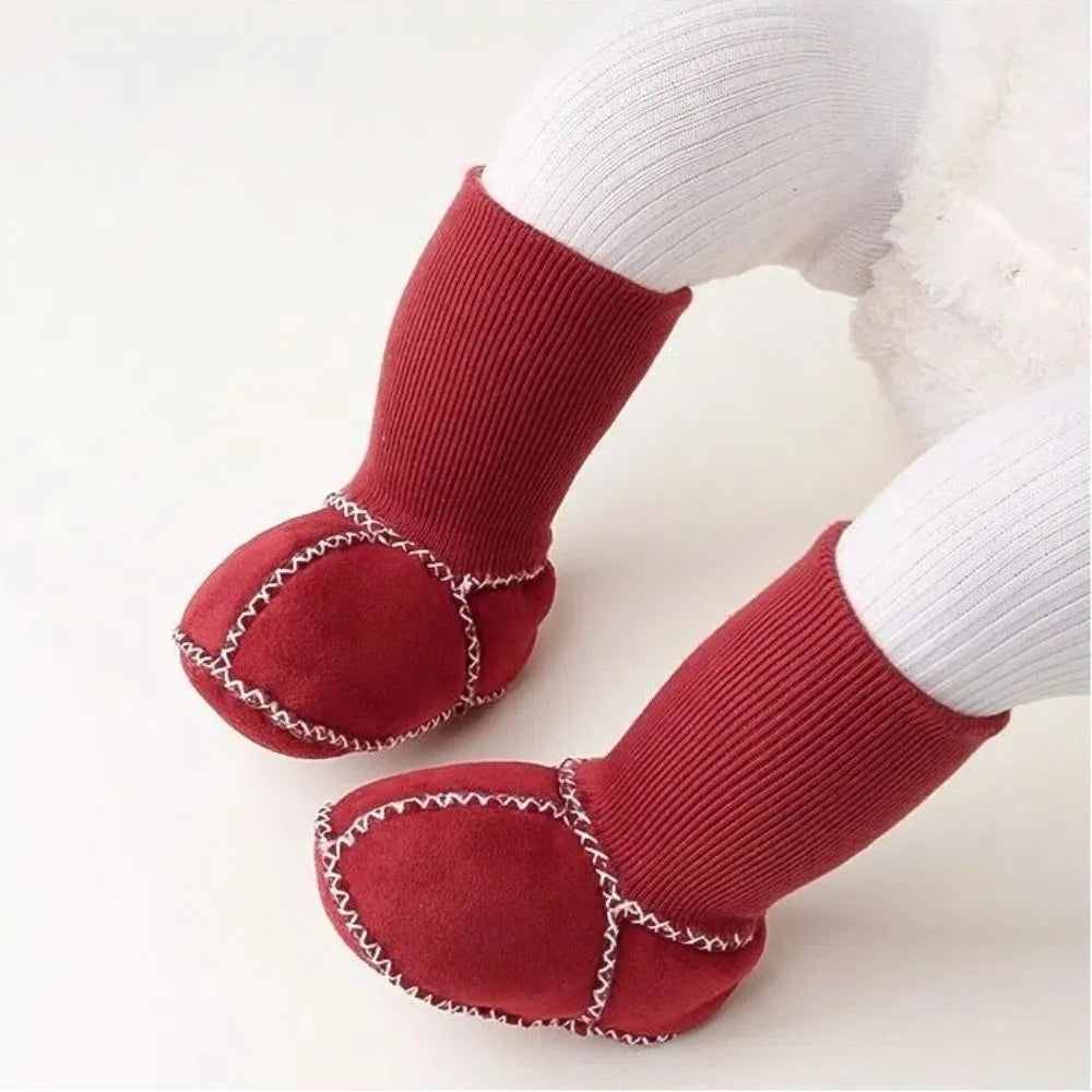 Happy™ InfantSocks 1+1 GRATIS: Elegant Varm Ruskind Krybbe-Sikker Spædbarn Sokker