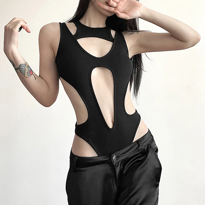 Icone™ MeshBodysuit: Kvinders Hul-Ud Langærmet Mesh Bodysuit