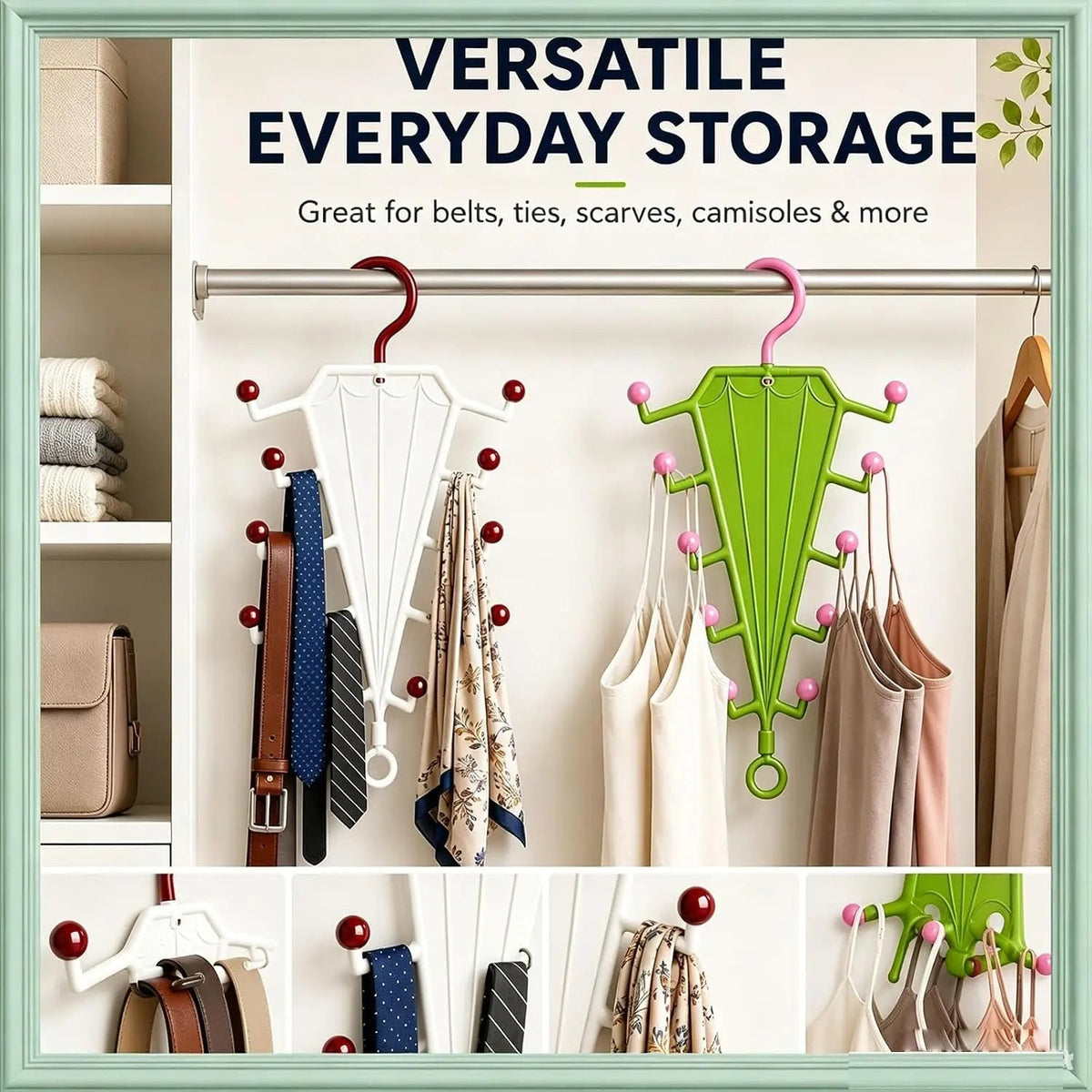 GlideHold® UmbrellaHanger 2+2 GRATIS: Multifunktionel Holder Paraplyformet Hanger