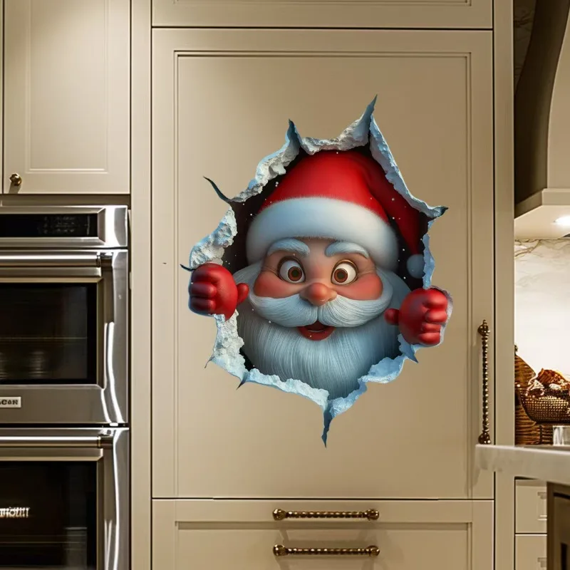 SantaSticker 1+1 GRATIS: 3D Genanvendeligt Julemandsklistermærke Til Ferie Vægdekoration