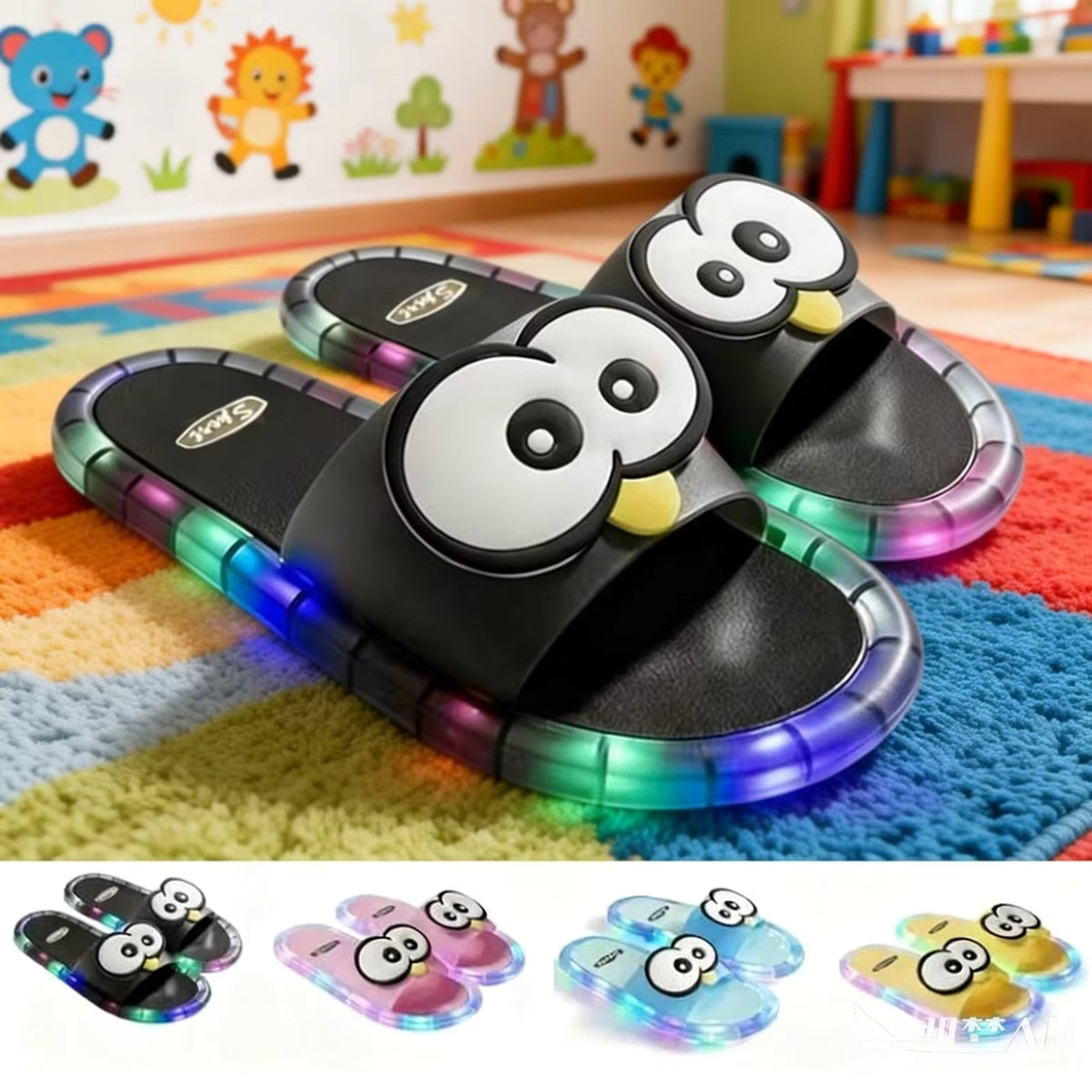 Happy™ FlashingSlippers: Blinkende Farverige Lygter Komfortable Hjemmesko