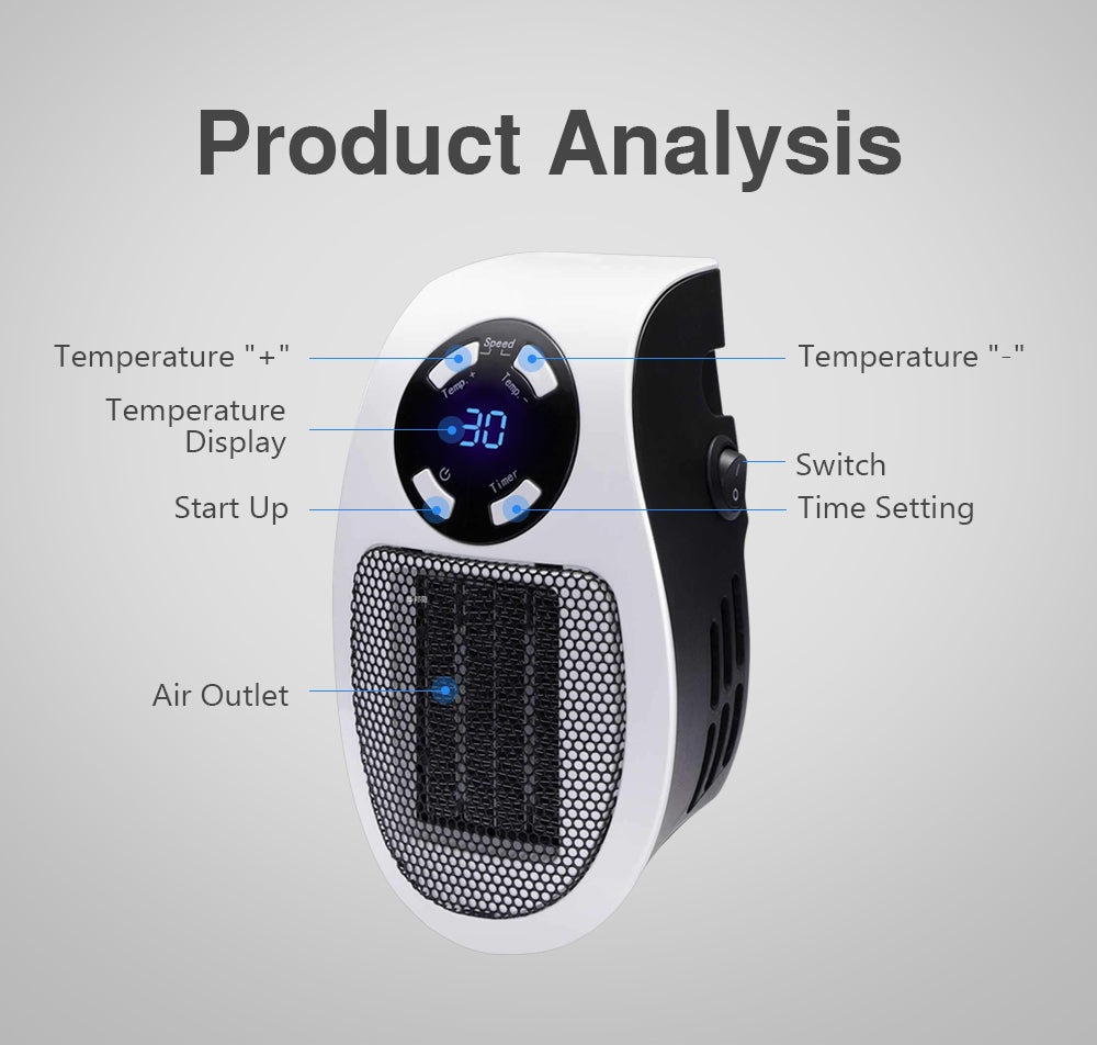 HeaterFan - Bærbar Elektrisk Varmeapparat Ventilator