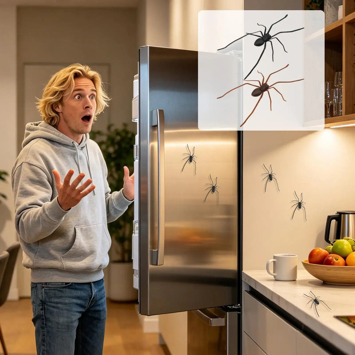 MagneticSpider 2+3 GRATIS: Magnetisk Realistisk 3D Edderkop Dekor Til Køleskab