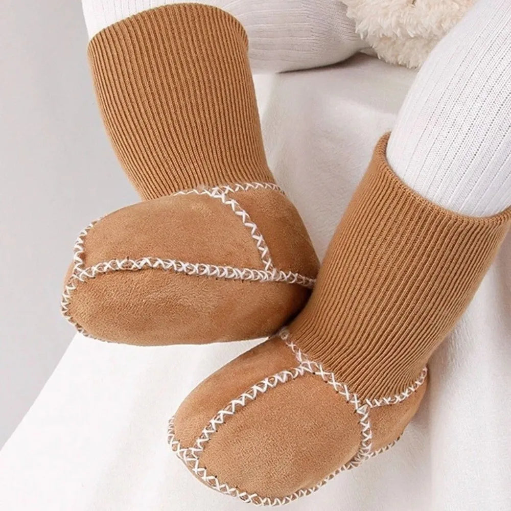 Happy™ InfantSocks 1+1 GRATIS: Elegant Varm Ruskind Krybbe-Sikker Spædbarn Sokker
