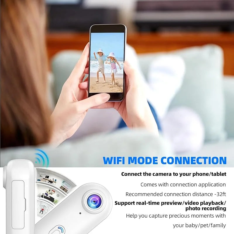Vandtæt 4K-mini-actionkamera med WiFi og 360° magnetisk holder
