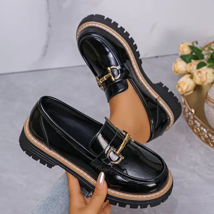 Happy™ WomenLoafers: Lav Hæl Vintage Stil Kæde Kvinder Loafers