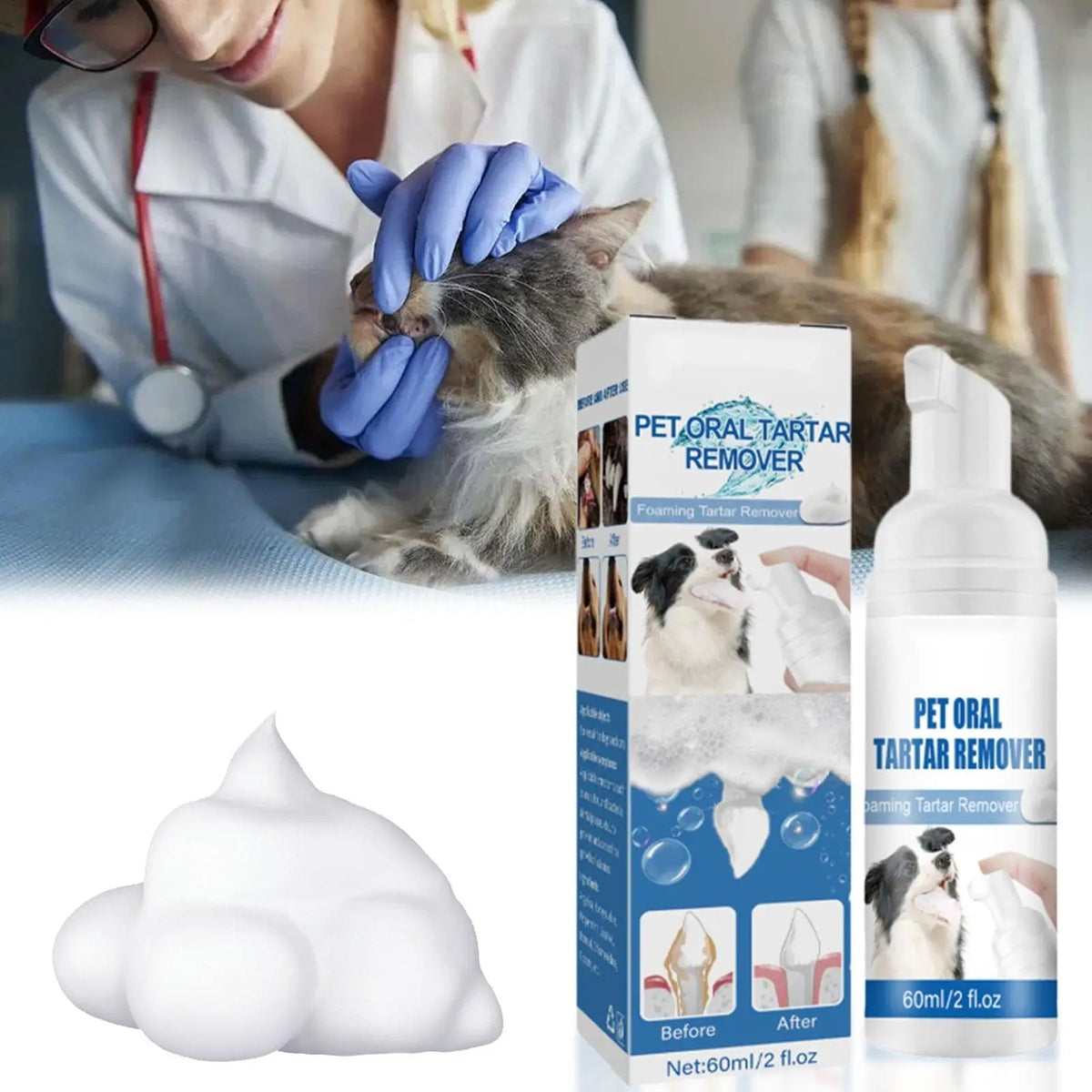 DogCatFri™ OralPet 1+1 GRATIS: Tandrensning Og Mundpleje Skum Spray Til Dyr