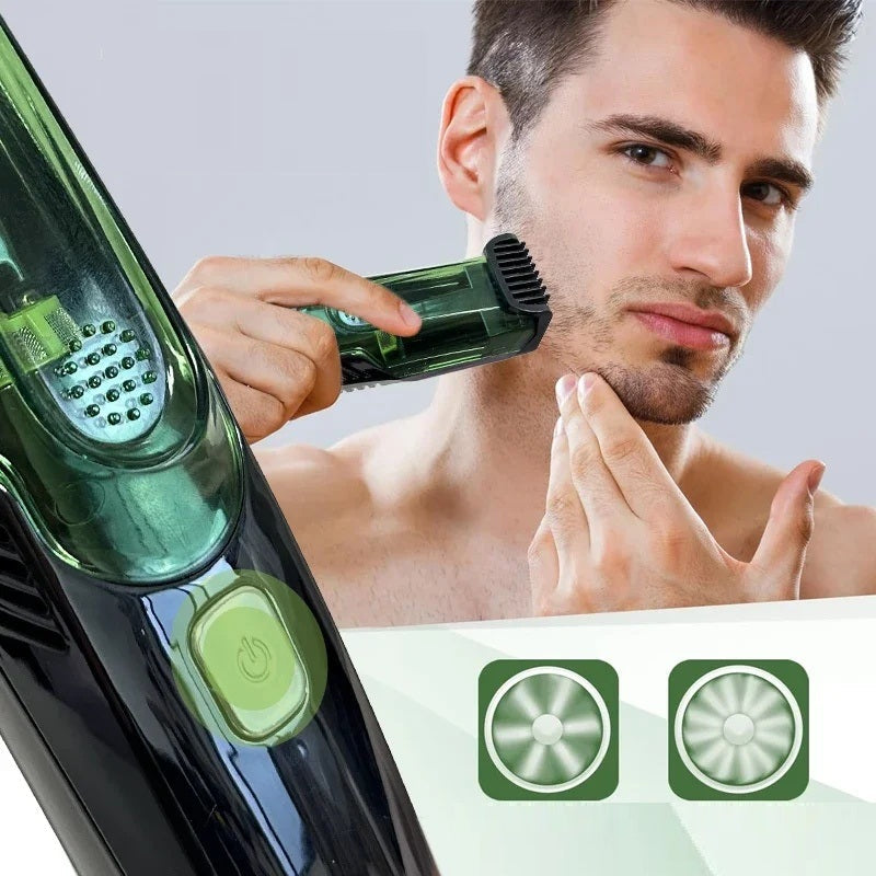 BeardTrimmer: Genopladelig Vakuum Skægtrimmer Med Ren Barbering