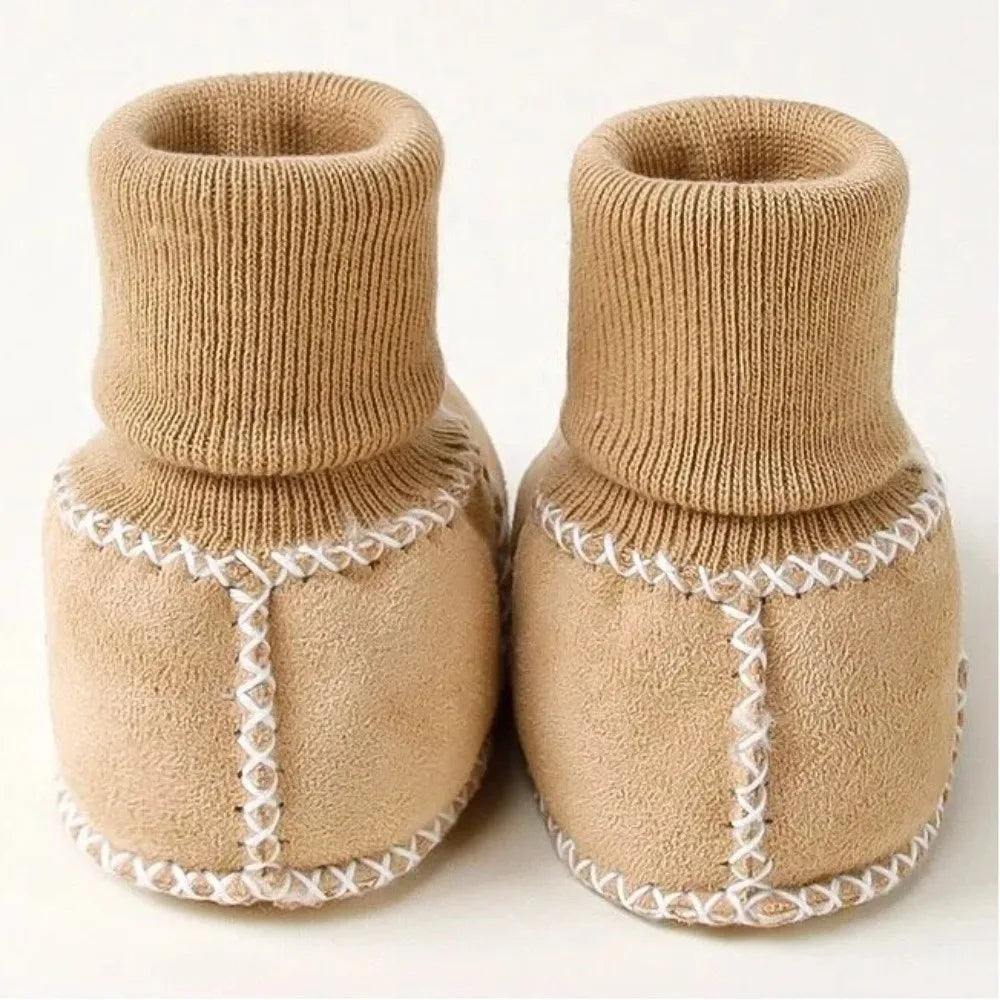 Happy™ InfantSocks 1+1 GRATIS: Elegant Varm Ruskind Krybbe-Sikker Spædbarn Sokker