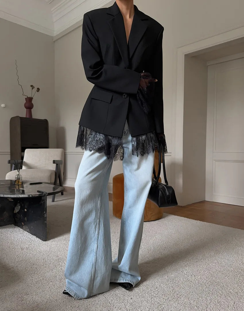 Icone™ LuxuryBlazer: Kvinders Blonder Dobbelt-Revers Luksus Blazer