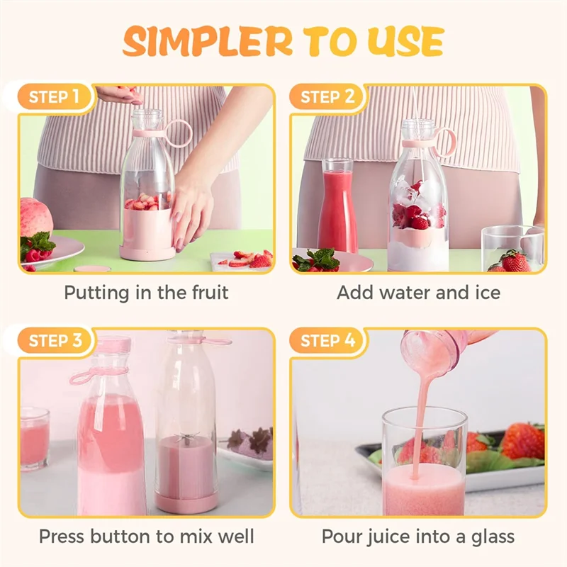 Globetrek° PortableBlender: Genopladelig Mini Elektrisk Smoothie Og Juice Maskine Bærbar Blender