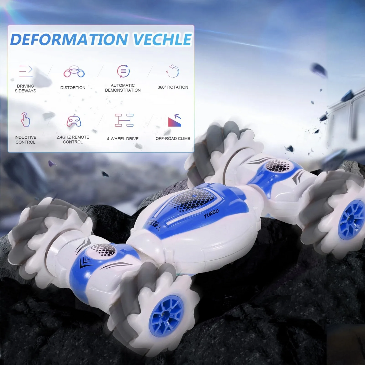 Kletshuts™ SpinningCar: 4WD Terrængående Dobbelt Kontrol Tilstand Stunt Spindende Bil