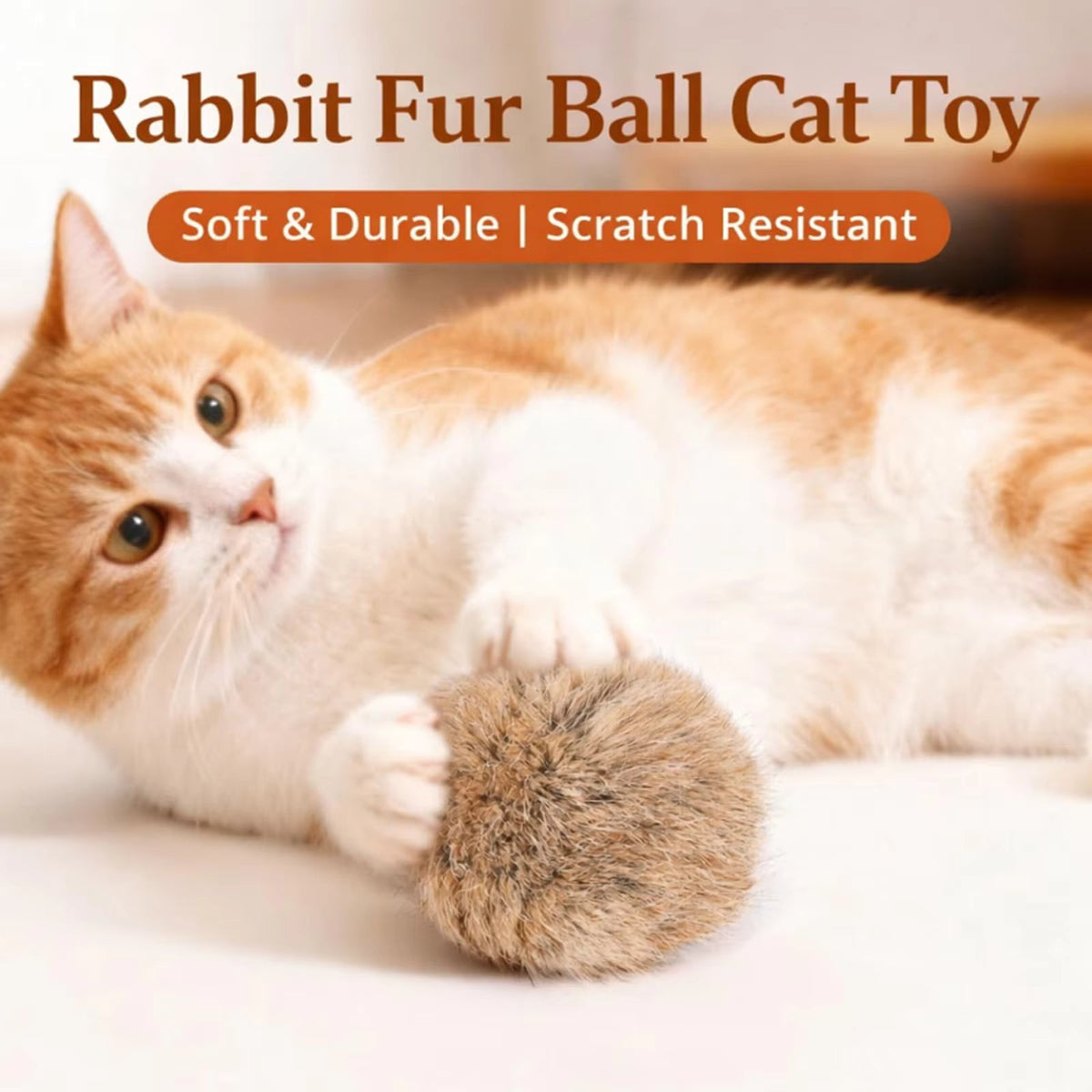 Catfri® PlushBall - Kattevenlig Plysbunny Bold Kattelegetøj