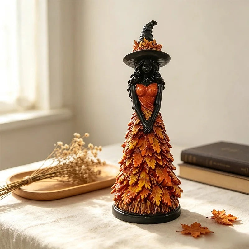 WitchFigurine - Fortryllende Gothisk Efterårs Heks Figurine