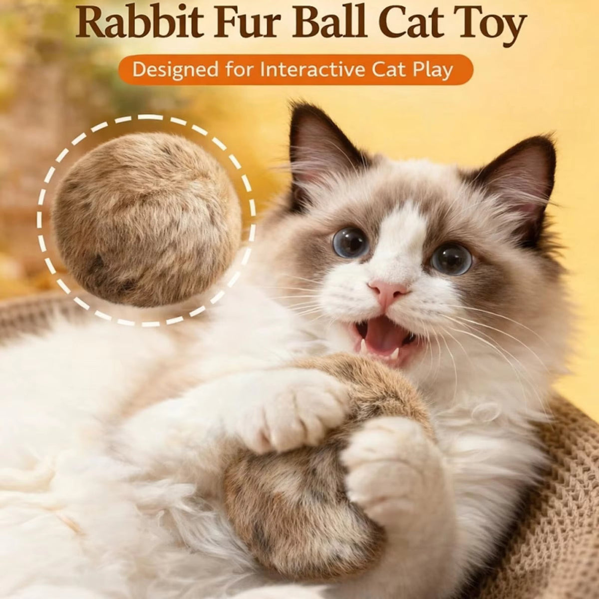 Catfri® PlushBall - Kattevenlig Plysbunny Bold Kattelegetøj