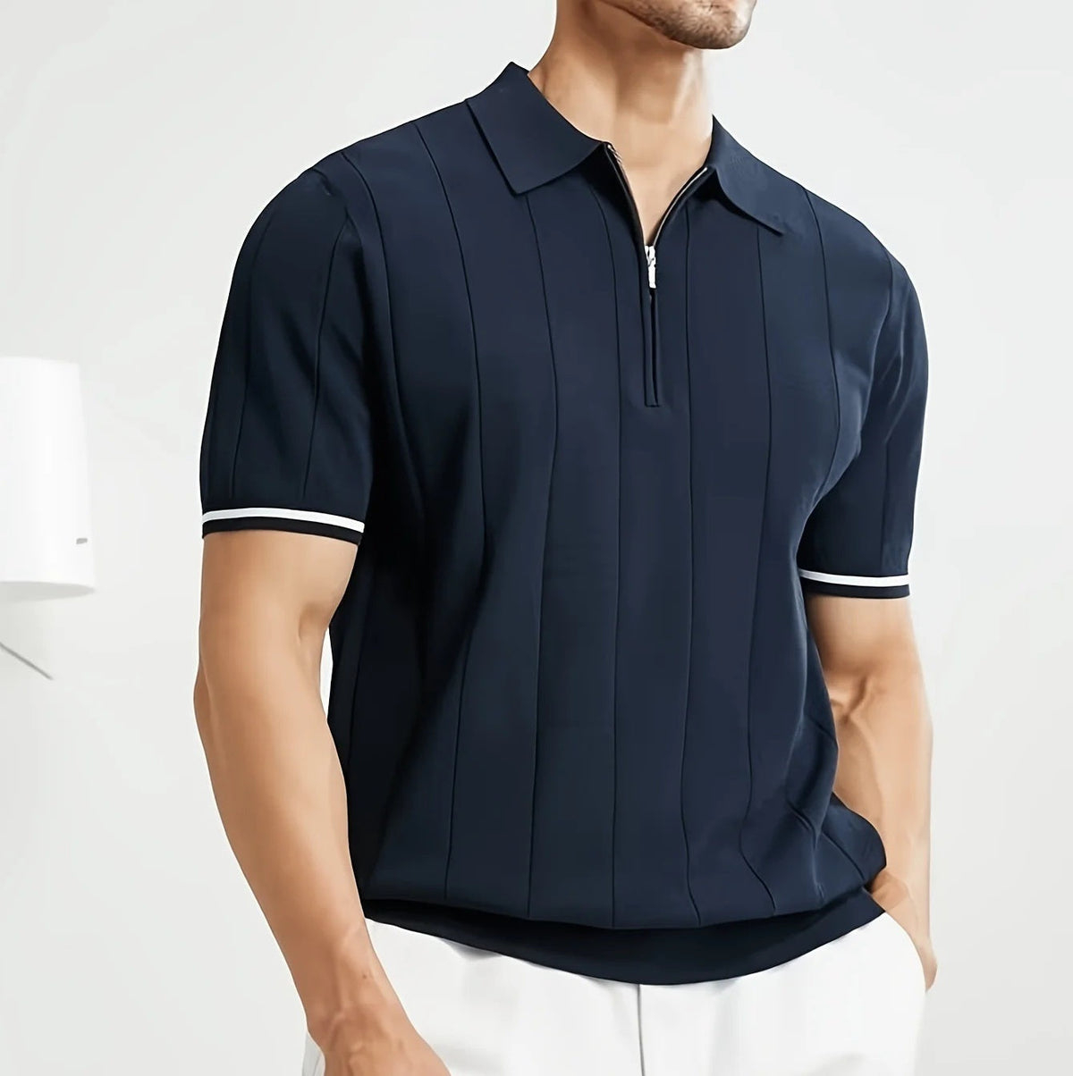 Icone™ CuffPolo - Herre Stilfuld Halv Zip Cuff Polo Skjorte