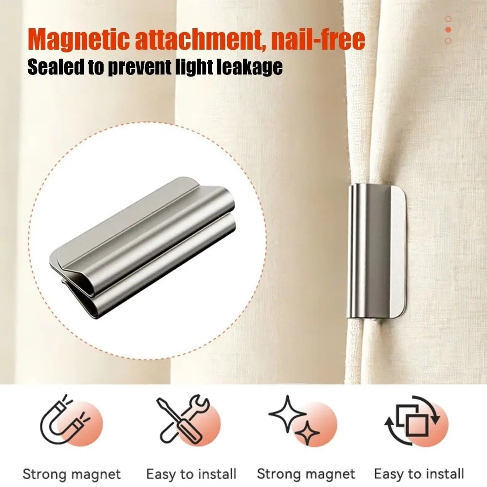 GlideHold® CurtainHolders 2+2 GRATIS: Elegant Minimalistisk Magnetisk Gardinholdere