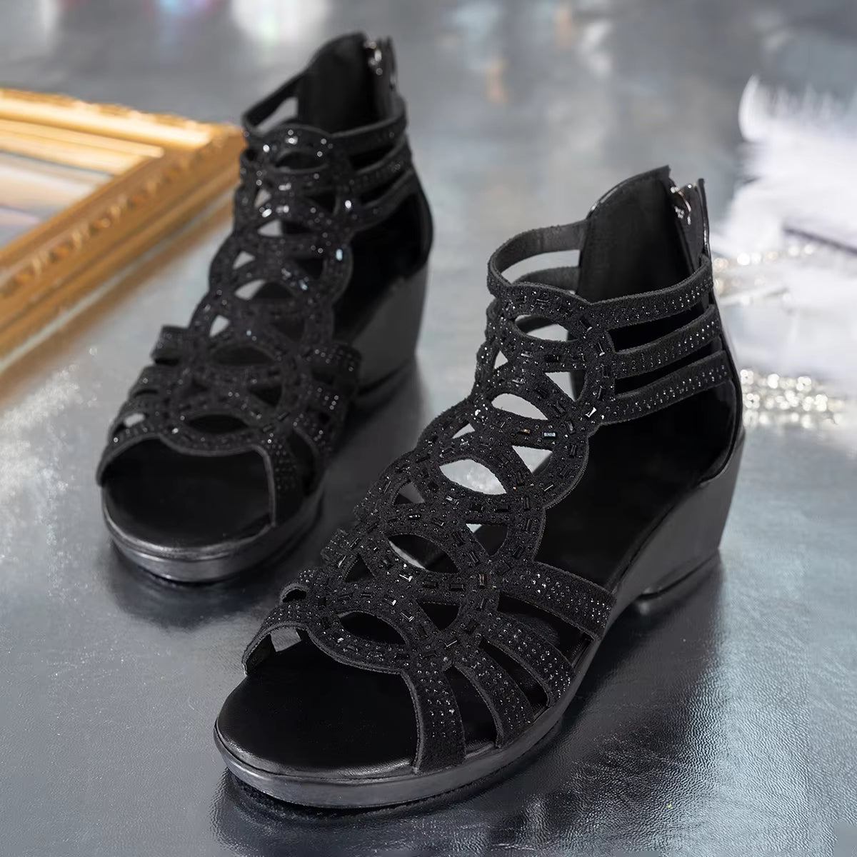 Happy™ FashionSandals - Elegant Mode Wedge Med Baglynlås Sandaler