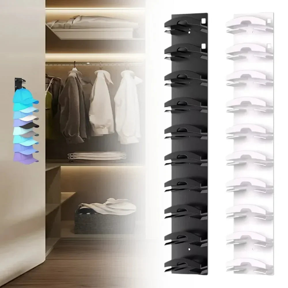 GlideHold® HatOrganizer 1+1 GRATIS: Væg Monteret Hat Arrangør Rack