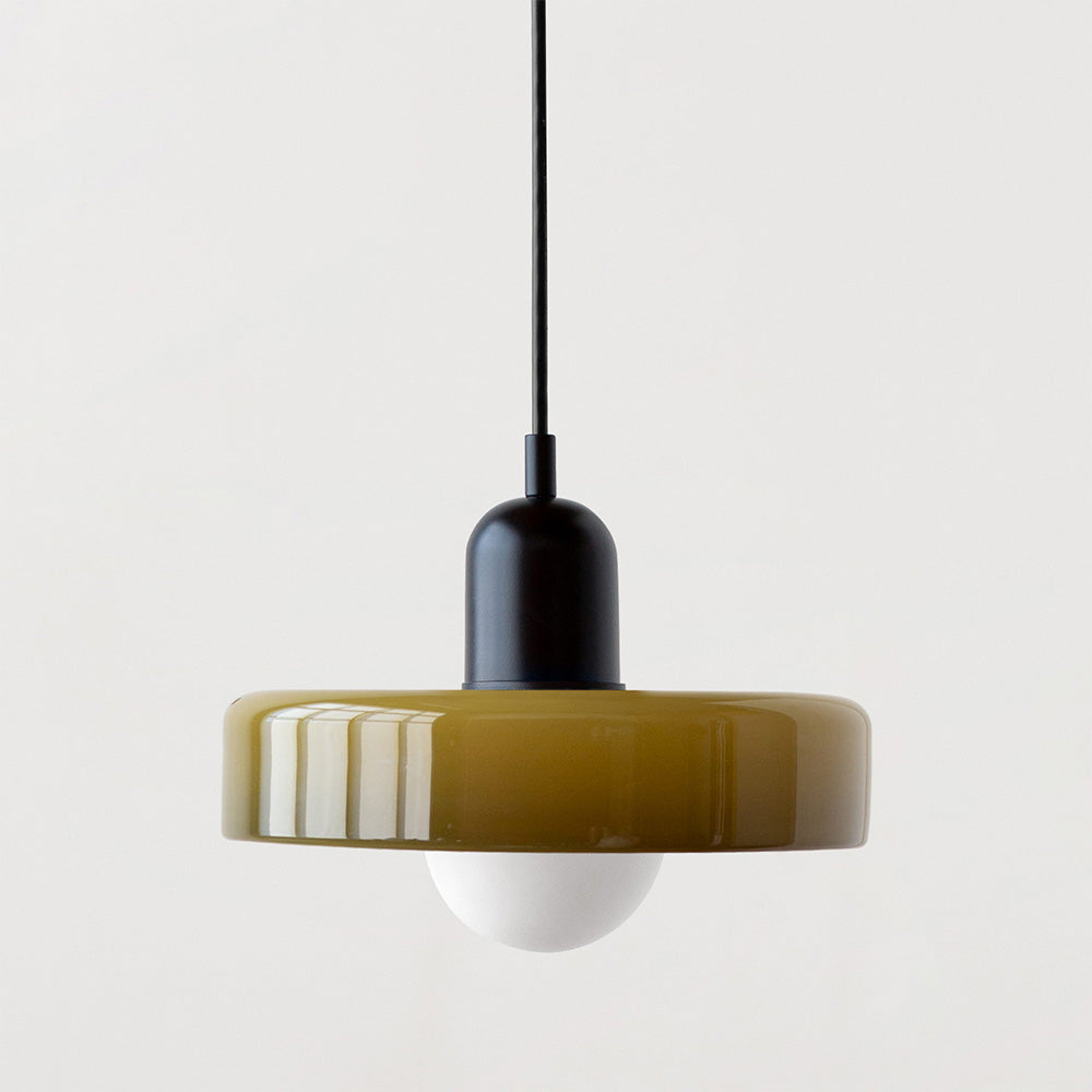 Bauhaus-pendel i farvet glas – design