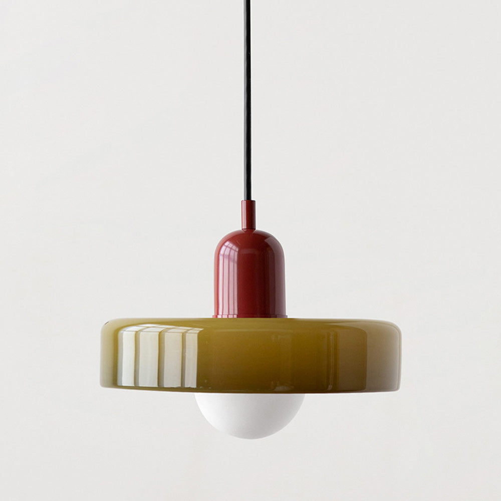 Bauhaus-pendel i farvet glas – design