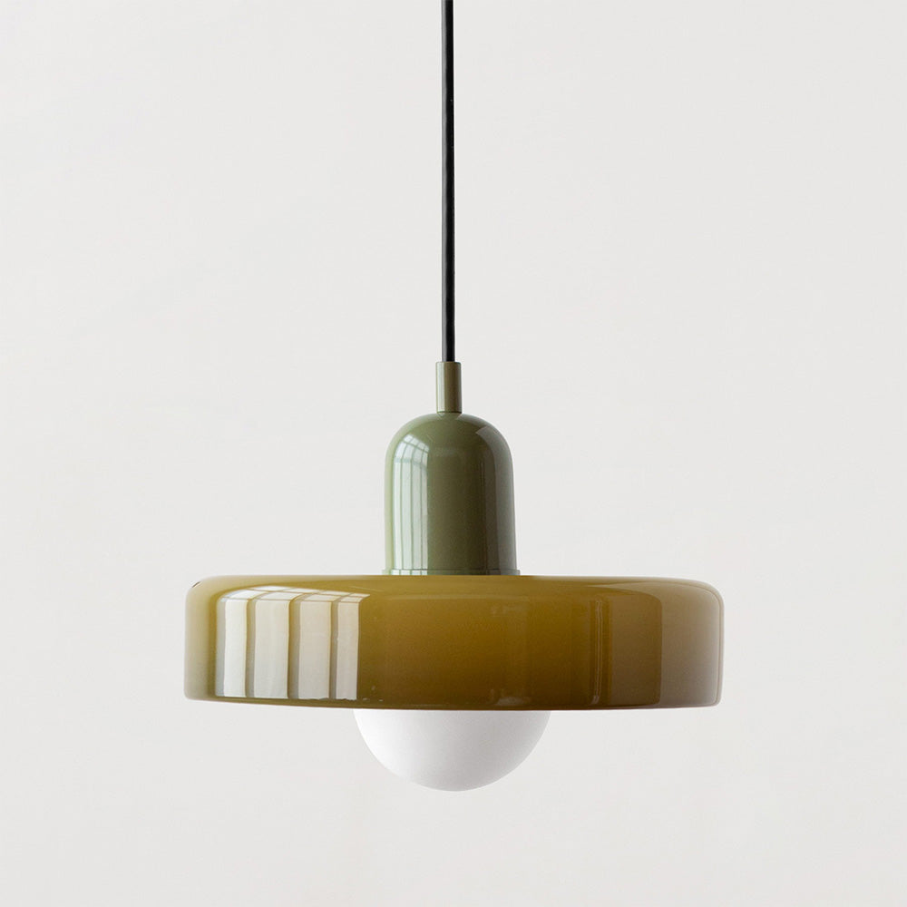 Bauhaus-pendel i farvet glas – design