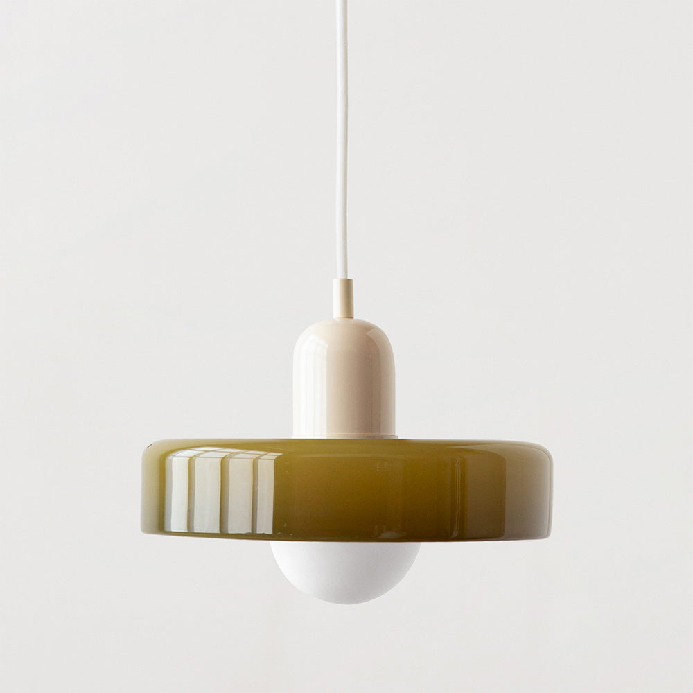 Bauhaus-pendel i farvet glas – design