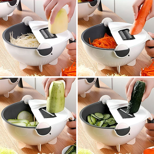 Globetrek° KitchenSlicer - Multifunktionel Køkken Skærer Med Kurv Dræner