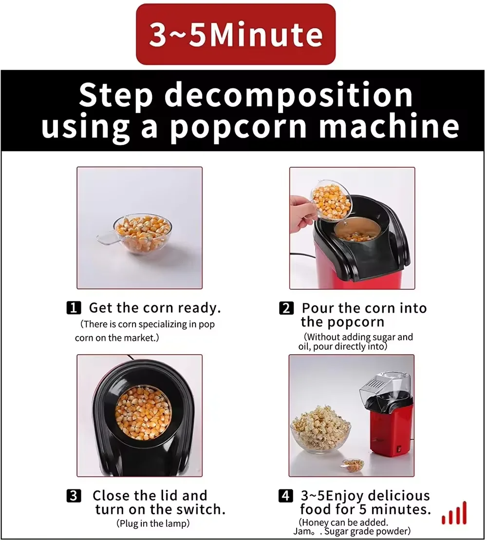 Globetrek° PopcornMaker: Bærbar Let At Bruge Luft Popcorn Maker
