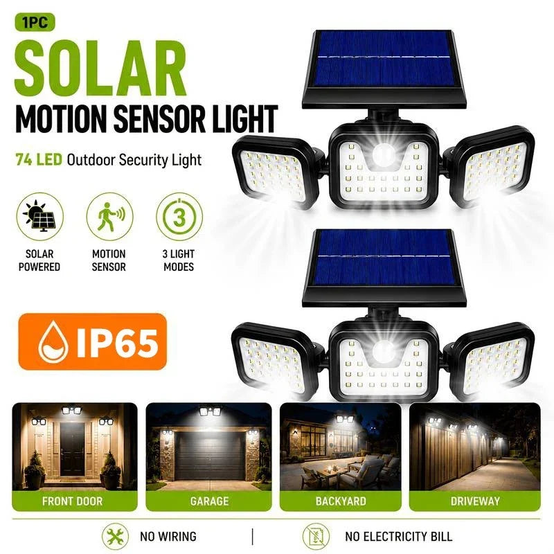 Ledsen™ TripleLights - Nem Installation Af Solcelle-Triple Lys Med Fjernbetjening